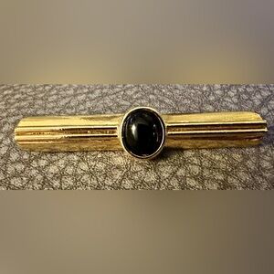 Vintage Gold Accent Tie Bar with Black Onyx Accent